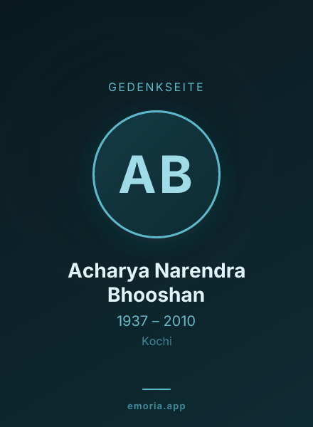 Gedenkportrait von Acharya Narendra Bhooshan