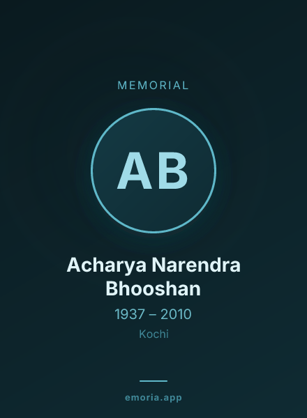 Memorial portrait of Acharya Narendra Bhooshan