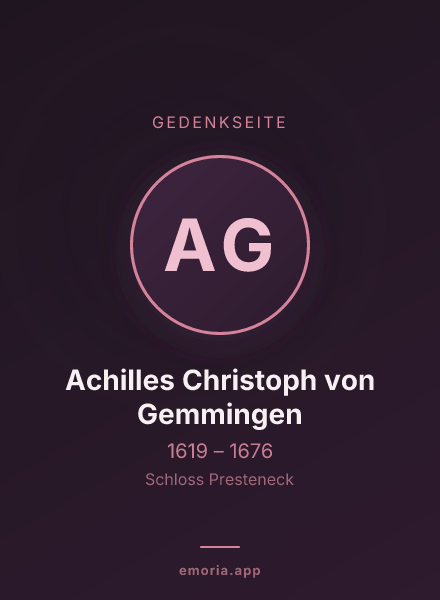 Gedenkportrait von Achilles Christoph von Gemmingen