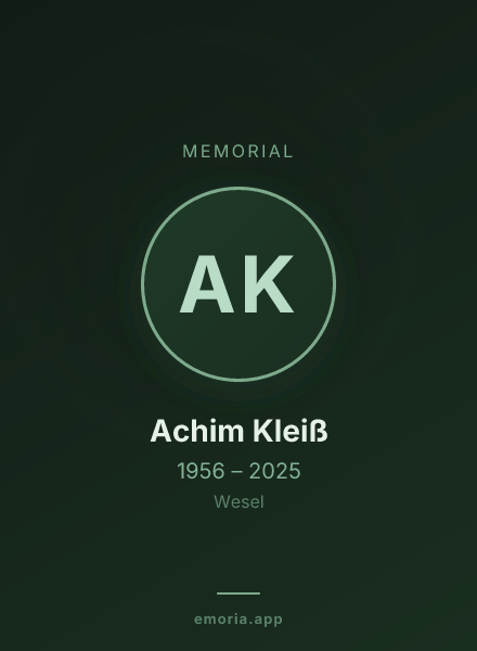 Memorial portrait of Achim Kleiß