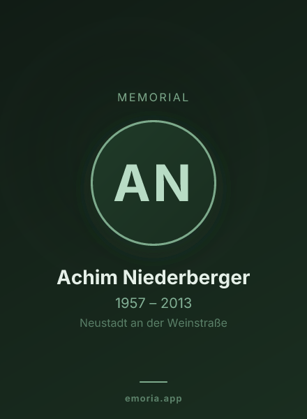 Memorial portrait of Achim Niederberger