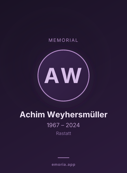 Memorial portrait of Achim Weyhersmüller