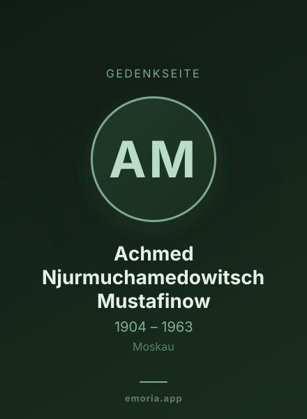 Gedenkportrait von Achmed Njurmuchamedowitsch Mustafinow