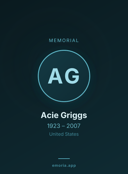 Memorial portrait of Acie Griggs