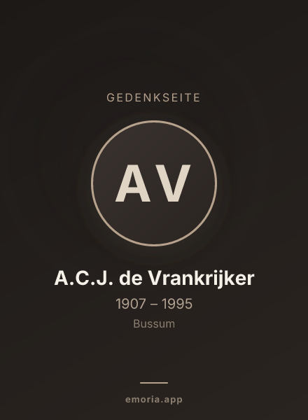 Gedenkportrait von A.C.J. de Vrankrijker