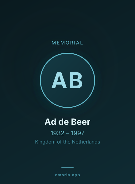 Memorial portrait of Ad de Beer