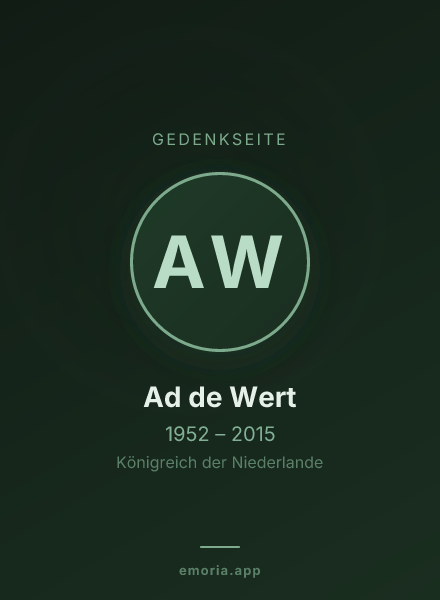 Gedenkportrait von Ad de Wert
