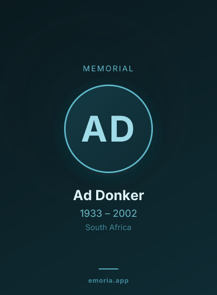 Memorial portrait of Ad Donker