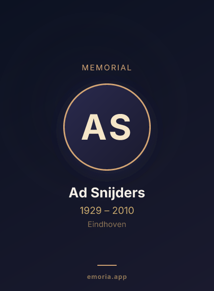 Memorial portrait of Ad Snijders