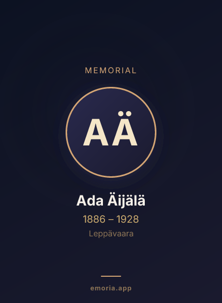 Memorial portrait of Ada Äijälä