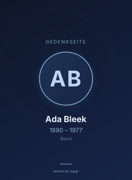 Gedenkportrait von Ada Bleek