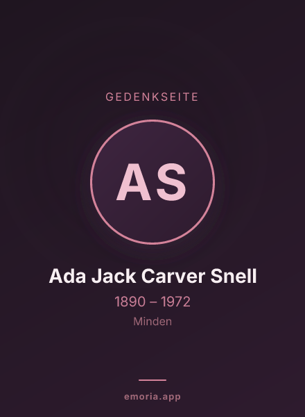 Gedenkportrait von Ada Jack Carver Snell