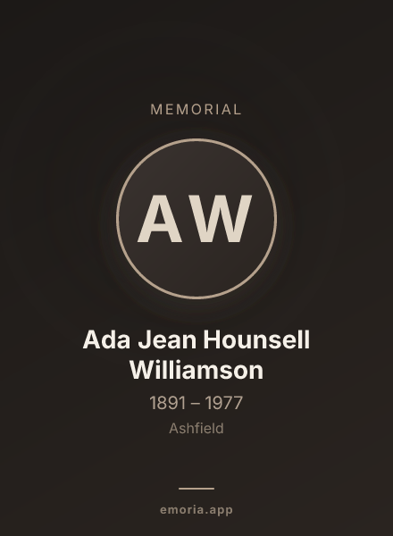 Memorial portrait of Ada Jean Hounsell Williamson