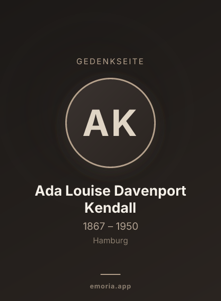 Gedenkportrait von Ada Louise Davenport Kendall