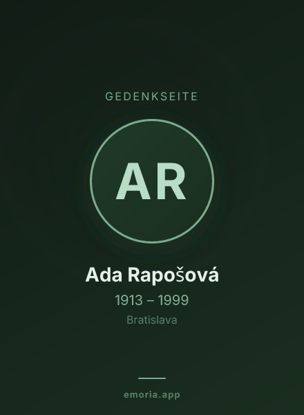 Gedenkportrait von Ada Rapošová