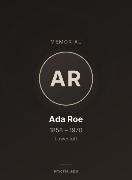 Memorial portrait of Ada Roe