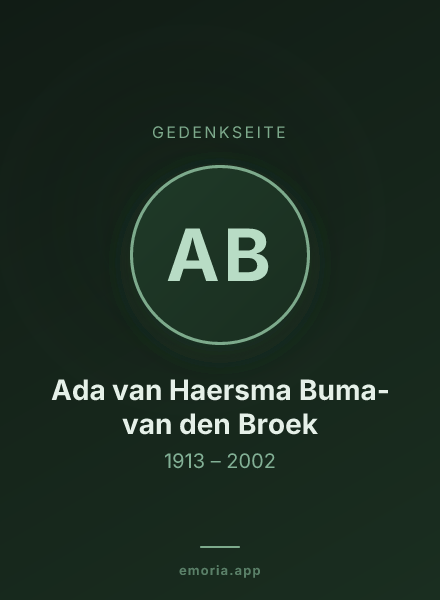 Gedenkportrait von Ada van Haersma Buma-van den Broek