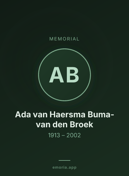 Memorial portrait of Ada van Haersma Buma-van den Broek