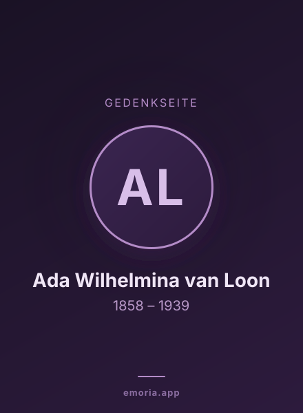 Gedenkportrait von Ada Wilhelmina van Loon