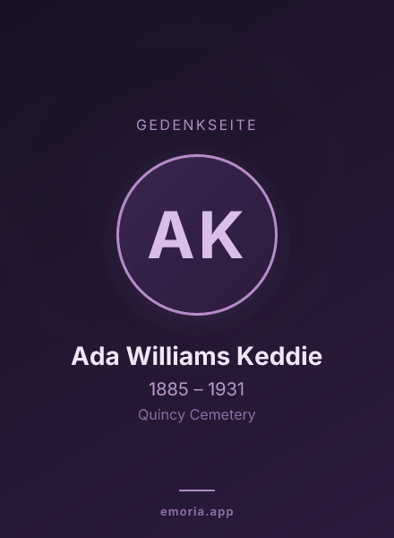 Gedenkportrait von Ada Williams Keddie