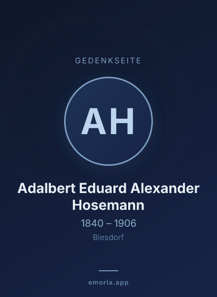 Gedenkportrait von Adalbert Eduard Alexander Hosemann