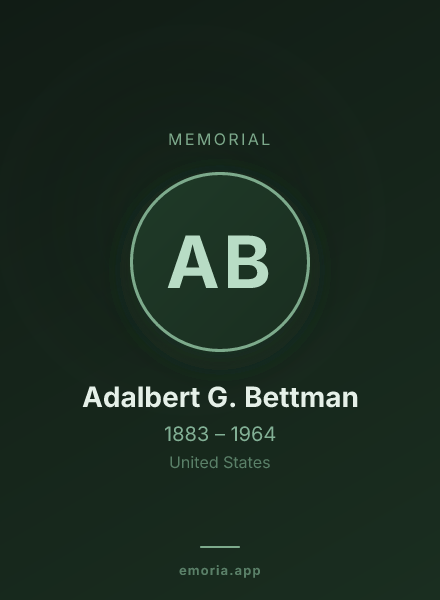 Memorial portrait of Adalbert G. Bettman