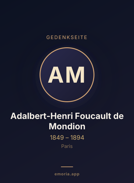 Gedenkportrait von Adalbert-Henri Foucault de Mondion