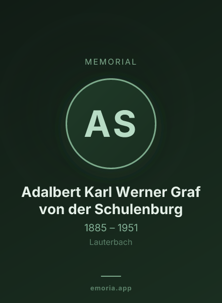 Memorial portrait of Adalbert Karl Werner Graf von der Schulenburg