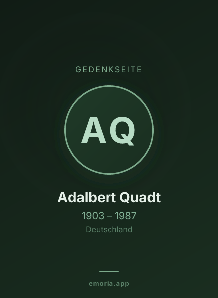 Gedenkportrait von Adalbert Quadt