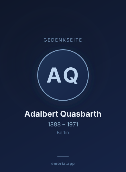 Gedenkportrait von Adalbert Quasbarth
