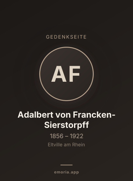 Gedenkportrait von Adalbert von Francken-Sierstorpff