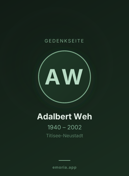 Gedenkportrait von Adalbert Weh