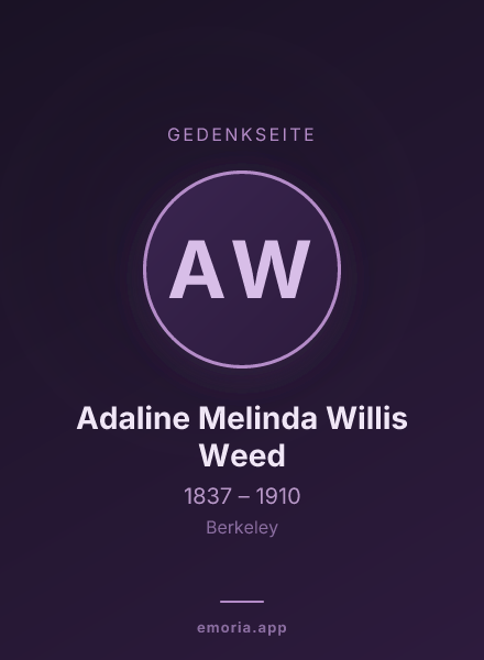 Gedenkportrait von Adaline Melinda Willis Weed
