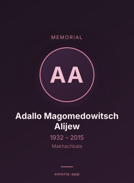 Memorial portrait of Adallo Magomedowitsch Alijew