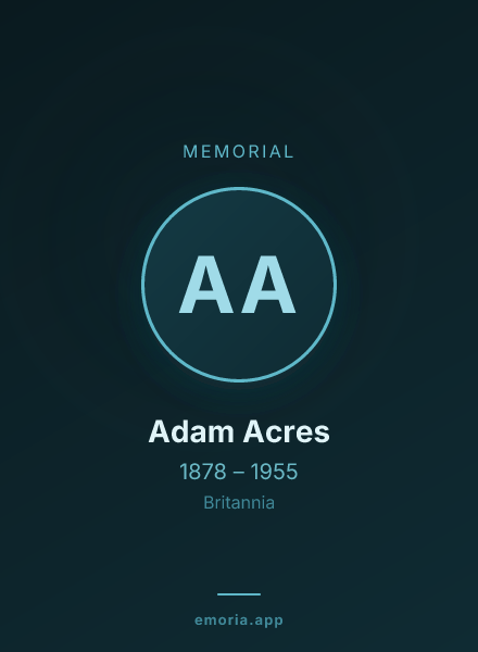 Memorial portrait of Adam Acres