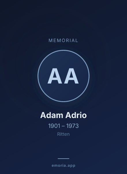 Memorial portrait of Adam Adrio