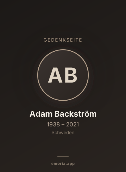 Gedenkportrait von Adam Backström