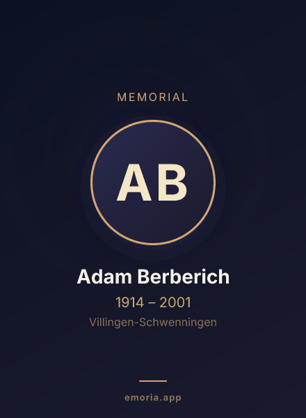 Memorial portrait of Adam Berberich