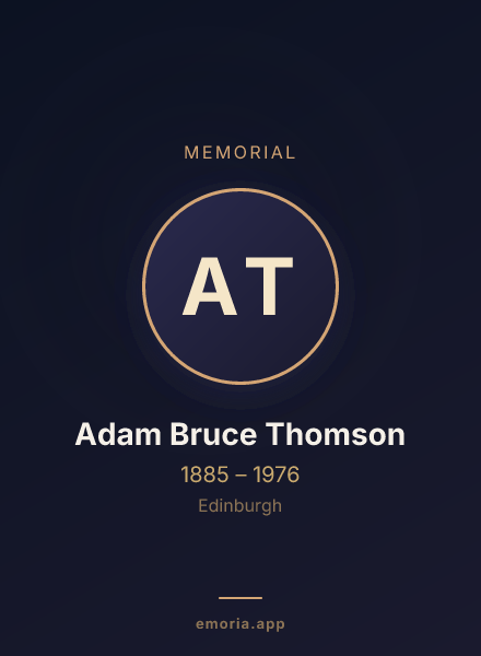Memorial portrait of Adam Bruce Thomson