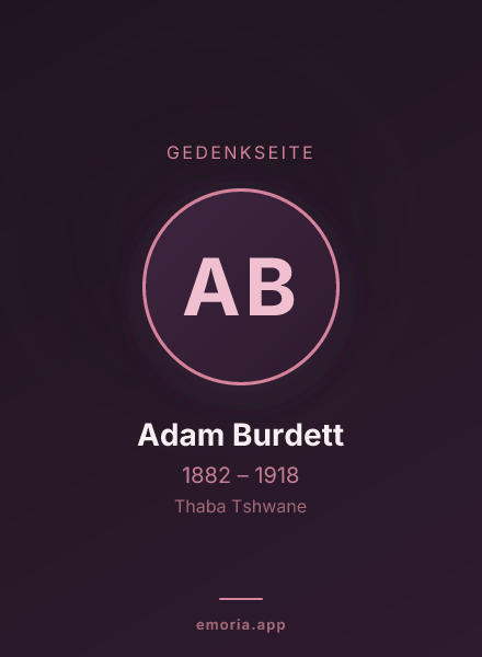 Gedenkportrait von Adam Burdett