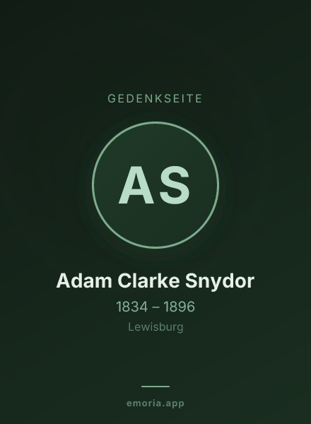 Gedenkportrait von Adam Clarke Snydor