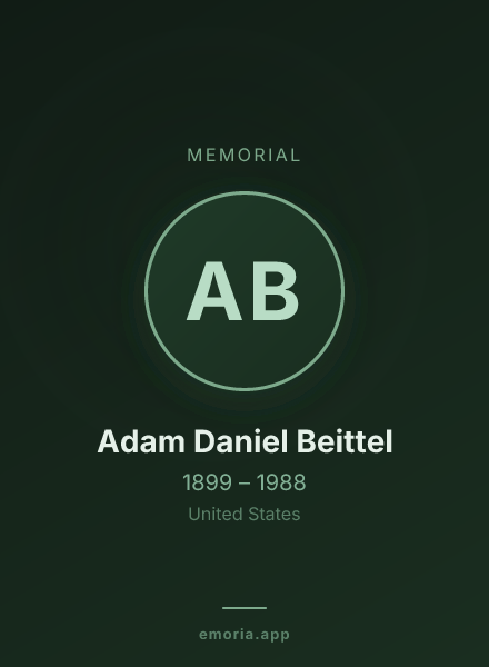 Memorial portrait of Adam Daniel Beittel