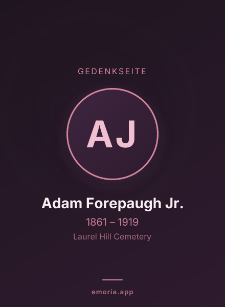 Gedenkportrait von Adam Forepaugh Jr.