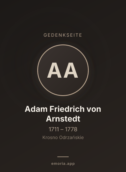 Gedenkportrait von Adam Friedrich von Arnstedt