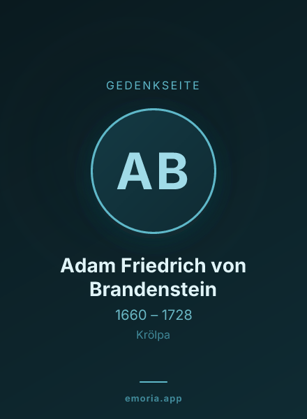 Gedenkportrait von Adam Friedrich von Brandenstein
