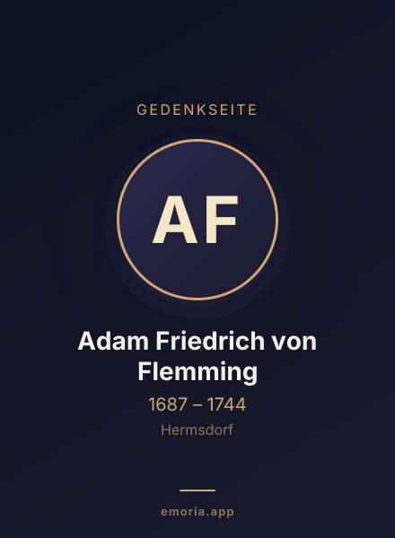 Gedenkportrait von Adam Friedrich von Flemming