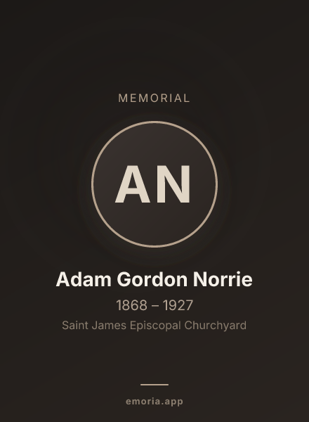 Memorial portrait of Adam Gordon Norrie