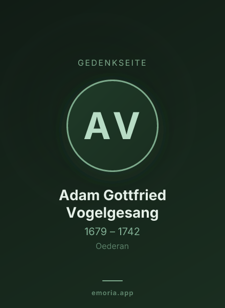Gedenkportrait von Adam Gottfried Vogelgesang