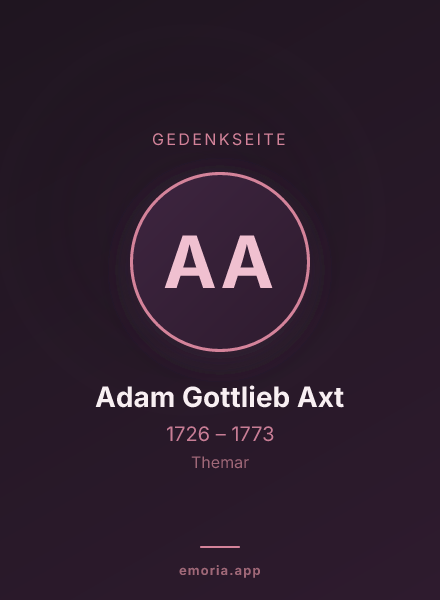Gedenkportrait von Adam Gottlieb Axt