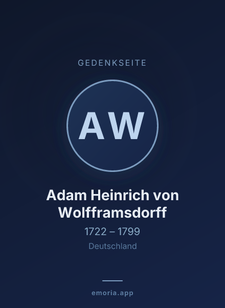 Gedenkportrait von Adam Heinrich von Wolfframsdorff